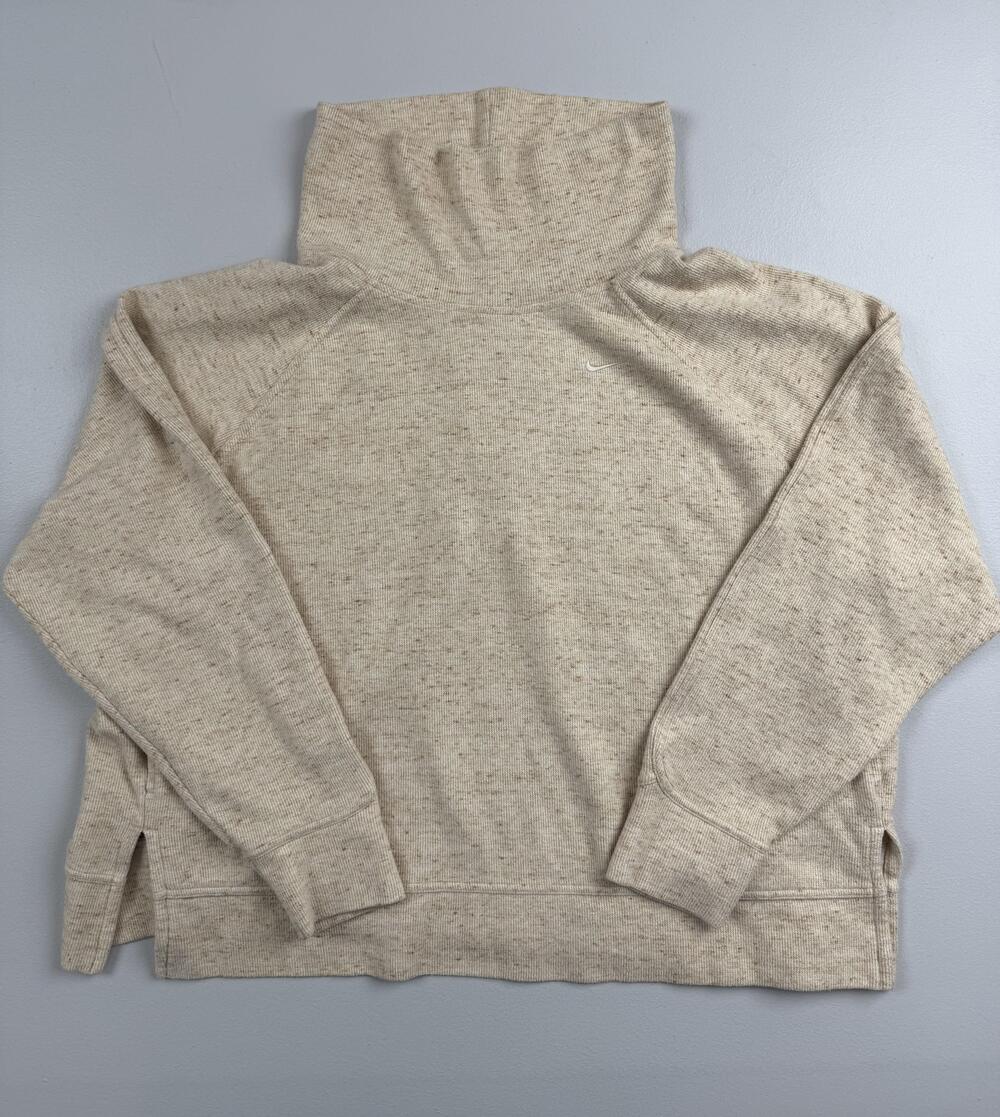 Nike Sweatshirt Womens 2X Beige Thermal Turtleneck Pullover Relaxed Fit Knit